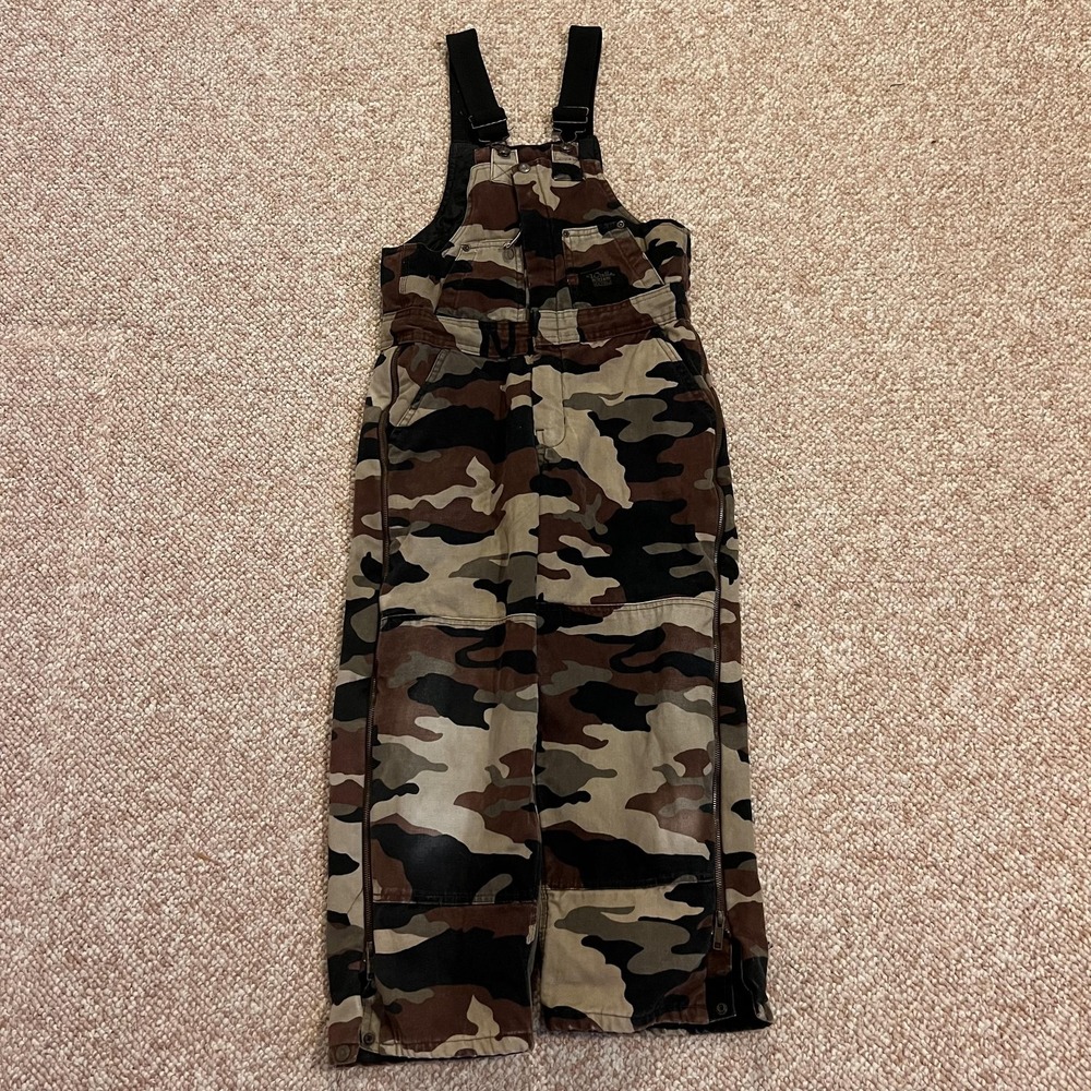 Walls Blizzard Pruf Ski Pants Kids 12/14 Brown Camo Bib Insulated Snow Winter